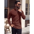 thumbnail image 6 of JWD Men Zip Mock Neck Ribbed Long Sleeve Shirts Stretch Fitted Knit Pullover Brown 2XL, 6 of 7