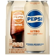 Pepsi Nitro, Vanilla Draft Cola, Soda Pop, 13.65 fl oz, 4 Pack Cans
