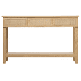thumbnail image 5 of Tcbosik Rattan Console Table with Shelf and 3 Drawers, 51.2 inch Boho Entryway Table, 2-Tier Narrow Sofa Table, Long Behind Couch Table for Living Room, Hallway, Foyer, Natural, 5 of 10