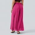 thumbnail image 5 of Women Flowy Chiffon Wide Leg Split Palazzo Pants High Waist Sheer Layered Trousers Lightweight Ankle Pants Hot Pink XL, 5 of 6