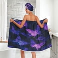 thumbnail image 5 of 3-Piece Bathroom Towel Set with Bath Towel, Quick-Dry Hair Cap and Hair Turban for Bath Yoga Beach Purple Glowing Butterflies, 5 of 6