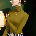 thumbnail image 2 of Kamentoy Womens Long Sleeve Shirts Basic Turtleneck Ribbed Thermal Underwear Tops | Slim Fit Base Layers Tee, Tight Undershirts, Going Out T-shirts, 2 of 5