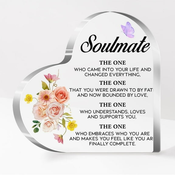 Couples Gifts,Wedding Gifts,Gifts For Him Anniversary,Gifts For Couples,Gift For Couple Anniversary,Soulmate The One Who Came Acrylic Heart Sign Plaque Gift for Newlyweds A624