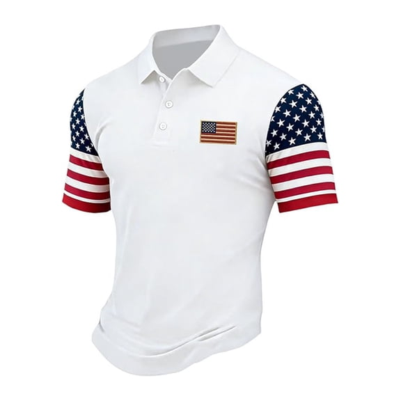 WAYUTE Men's Polo Shirts 250th Anniversary USA Shirt Short Sleeve Stars and Stripes Print Freedom 4th of July Independence Day Casual Outdoor