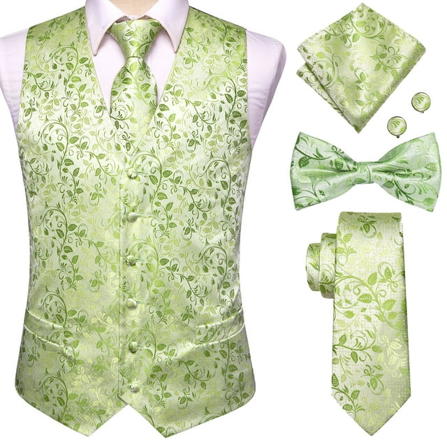 Chalecos dorados de lujo para hombre, chaleco de seda rojo, azul, verde y dorado, pajarita, conjunto de gemelos y pañuelo, chaqueta de cintura para hombre, corbata alta para boda y oficina