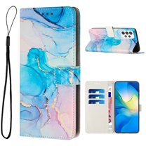 Allytech for Samsung Galaxy A53 5G Wallet Case with Wrist Strap,Women Girls,Marble Pattern PU Leather ID Credit Card Slots Pocket Kickstand Magnetic Flip Case Phone Cover,Green
