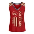 thumbnail image 4 of Womens 250th Anniversary Usa Shirt Patriotic V‑Neck Sleeveless 250 Anniversary USA Flag Tank Tops Red L, 4 of 4