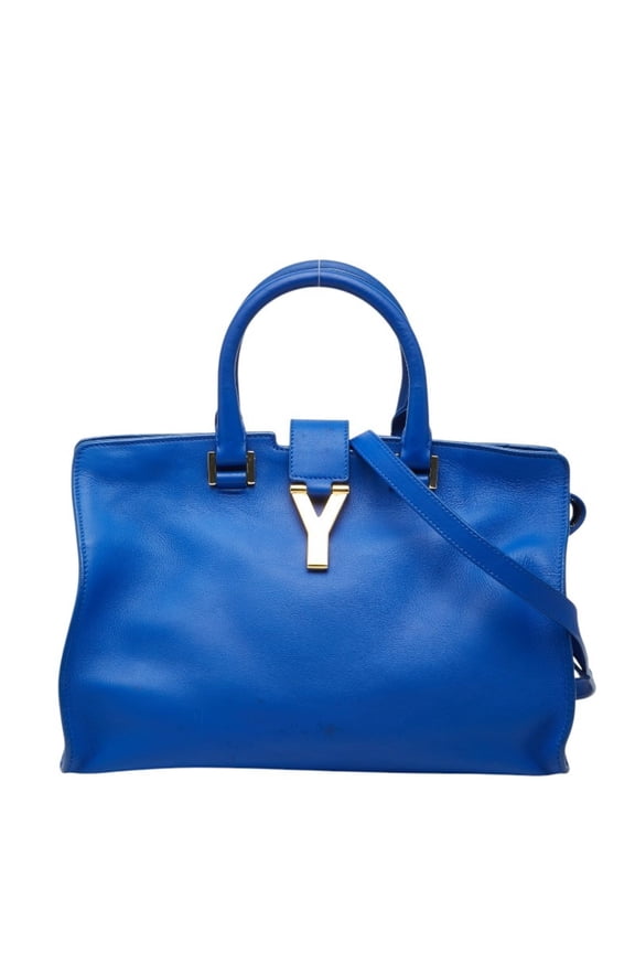 Pre-Owned Saint Laurent Y-Line Petit Cabas Handbag/Shoulder Bag, 2-Way, 311210, Blue Leather,...