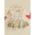 thumbnail image 5 of Loicainy Infant Baby Girl Romper Dress 3 6 9 12 21 Months Floral Embroidery Butterfly Decor Fly Sleeve Crew Neck Skirt Hem Infant Bodysuits Jumpsuits with Headband, 5 of 9