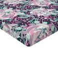 thumbnail image 4 of Ambesonne Abstract Floral Fitted Sheet, Art Fantasy Flowers, Full Size, Dark Fuchsia and Pale Pink, 4 of 5