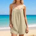 thumbnail image 2 of Women's Spaghetti Strap Scoop Neck Backless Romper Loose Casual Summer Outfit with Pockets, 2 of 5