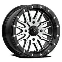 MSA Offroad Wheels Aluminum Rim M37 BRUTE BEADLOCK 14X7in Gloss Black Machined Finish, M37-04710