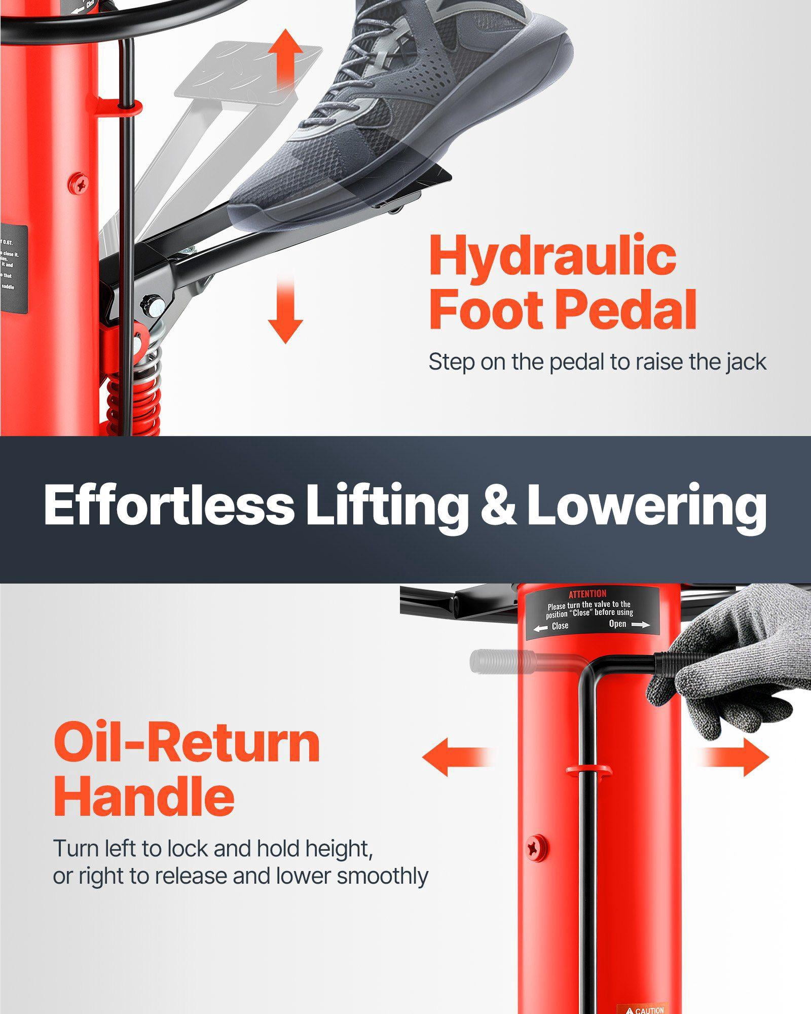 1 2 Ton 1100lbs Capacity Hydraulic Telescopic Transmission Jack 2 Stage Floor Jack Stand with Foot Pedal 360 Degree Swivel Wheel Garage Shop Lift Hoist Red