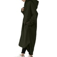 thumbnail image 3 of Lumento Ladies High Low Hem Winter Warm Trench Coat Casual Solid Color Jackets Long Maxi Hoodie Outwear ArmyGreen L, 3 of 3
