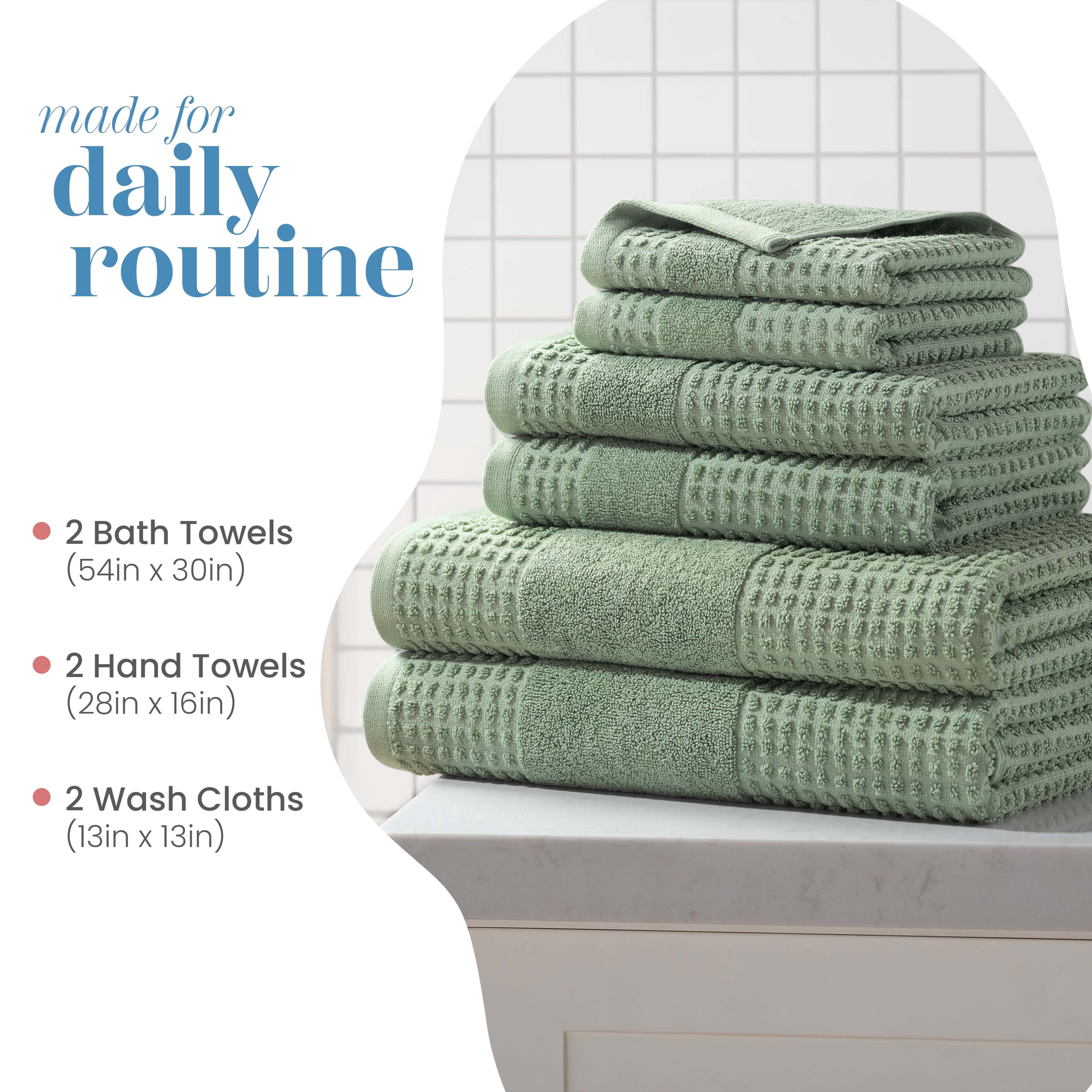 Martex Expression Air Sculpted 6-Piece Towel Set, Sage