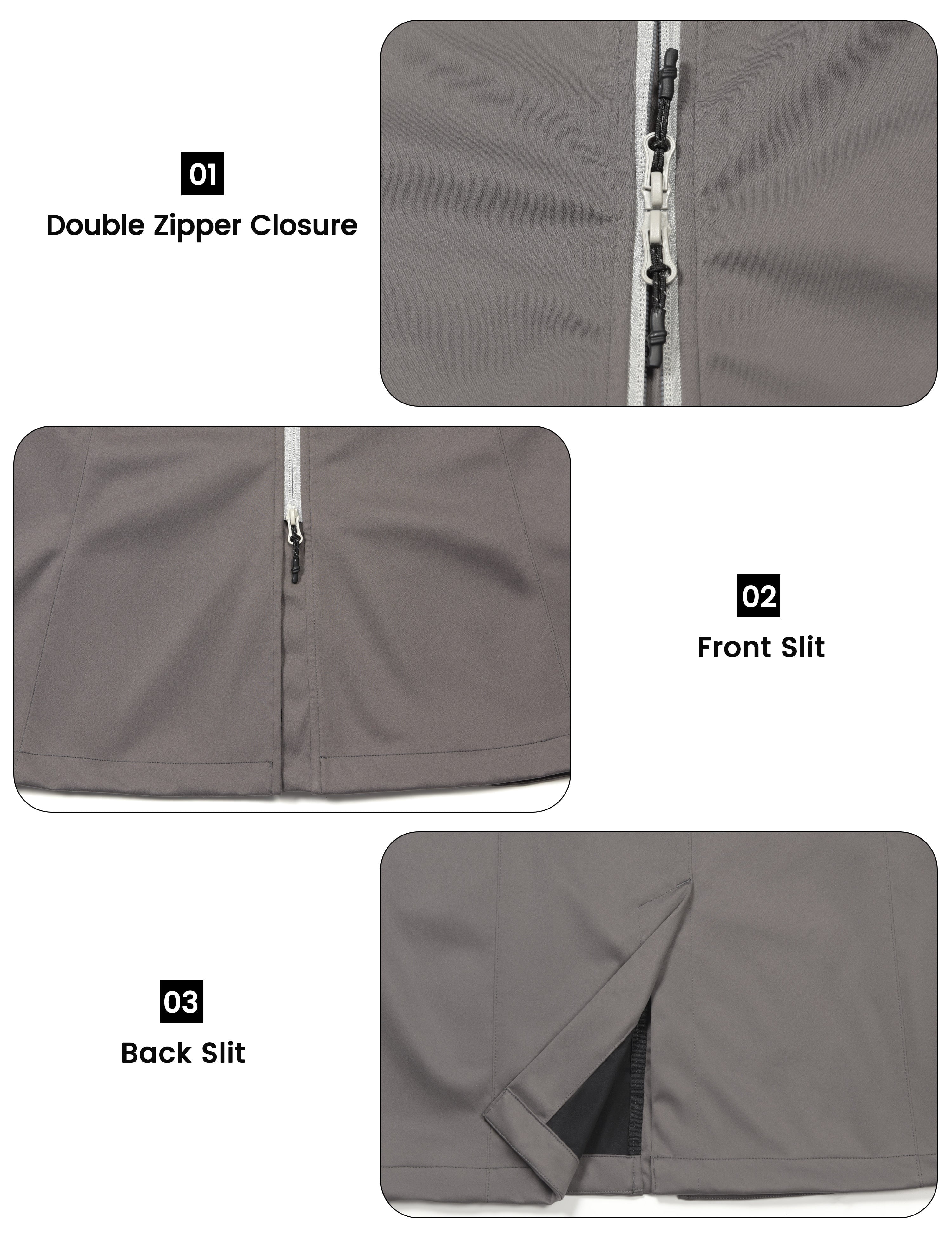 Little Donkey Andy Women's Lightweight Softshell Long Vest, Windproof Sleeveless Jacket for Golf Running Hiking Travel Gray L