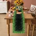 thumbnail image 2 of St. Patrick's Day Table Runner - 48 Inch Long Spring Lucky Shamrocks Leaves Black Cotton and Linen Blended Dress Scarves Farmhouse Table Runner for Kitchen Dining, Coffee Table, 13" x 48", 2 of 8