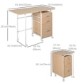 thumbnail image 2 of Foldable Computer Desk with Drawers – Natural Wood Writing Desk for Home Office, Bedroom & Small Spaces – Compact Storage Shelf & Wheels, 2 of 7