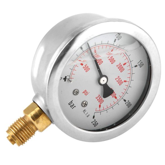 Manómetro hidráulico 0-250Bar 0-3750PSI G1/4 63mm Mini medidor de presión de dial manómetro de doble escala instrumento para agua aceite combustible