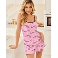 thumbnail image 2 of Ekouaer Pajama Sets for Women 2 Piece Camisole Pjs Cute Print Sleepwear Ribbed Sexy Tank Top with Shorts, 2 of 6