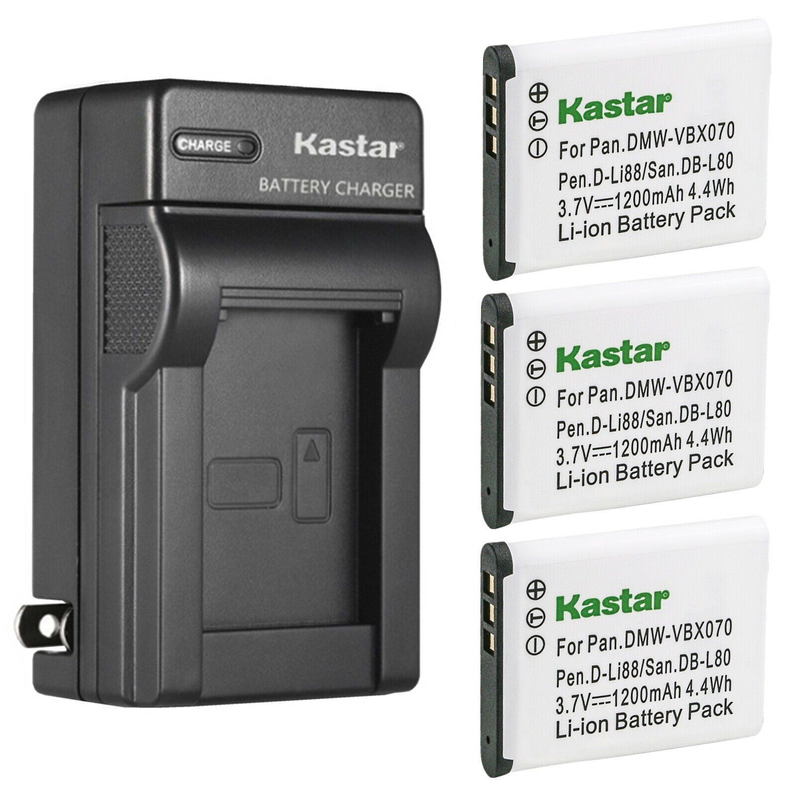 Kastar 3-Pack Battery and AC Wall Charger Replacement for Toshiba PX1686 PX1686E-1BRS Battery Toshiba Camileo BW10 Camileo SX500 Camileo SX900 Camera