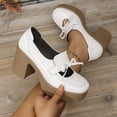 thumbnail image 4 of SACFOF Womens Chunky Platform High Heeled Loafers Round Toe Block Heel Pumps Slip On Dress Office Shoes, 4 of 6