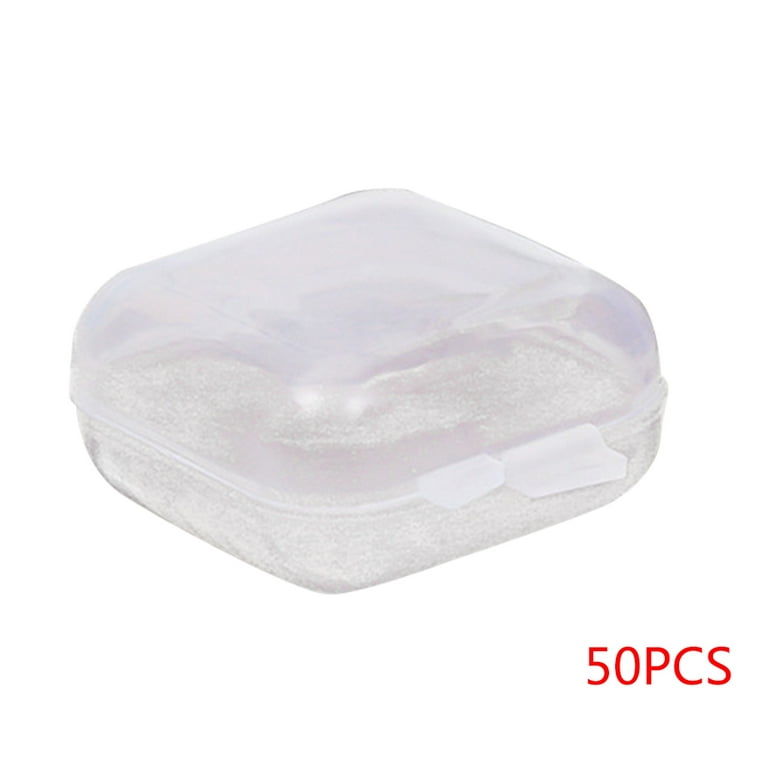 50Pcs Small Boxes Square Transparent Plastic Jewelry Storage Case Finishing  Container Packaging Storage Box For Earrings Rings 