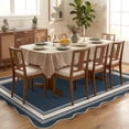 thumbnail image 4 of Nanan Scalloped Area Rug 9'x12' Edge Jute Rug, Washable Non Slip Low Pile Indoor Outdoor Rug Farmhouse Carpet for Living Room Dining Room Patio Entryway, Blue, 4 of 10