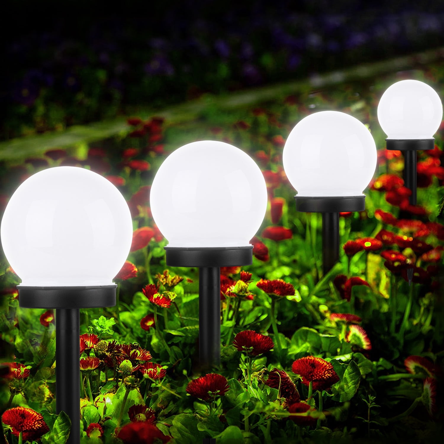 Pcs Outdoor Solar Lights Ball Lamp TSV IP Waterproof LED Path Light With Auto On Off Light