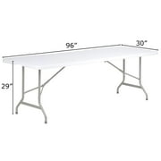 SUGIFT 8 ft Folding Table Rectangular White Folding Plastic Table