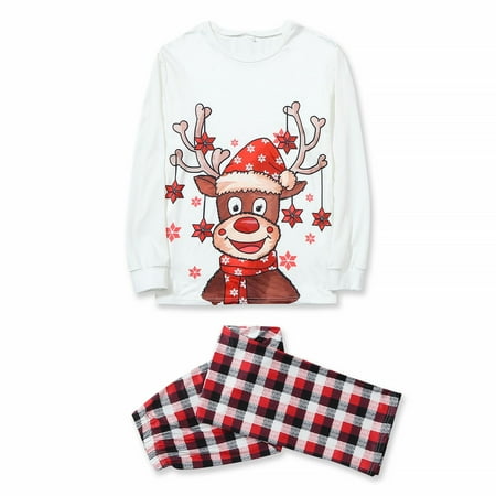 

women Christmas pajamas for family matching outfits son daughter sets soft White Christmas Men Plaid Deer Print Long Sleeve Tops+Pants Family Pjs Matching Set