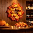 thumbnail image 6 of Fllostpr Fall 21x21 in Artificial Wreath, Faux Sunflower Pumpkin Maple Leaf Hanging Arrangement for Front Door and Home Decor, 6 of 6
