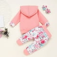 thumbnail image 3 of ibuvkizy Toddler Baby Girl Tank Top Sets Summer Baby Girl Outfits Clothes,3Pcs Infant Long Sleeve Hoodie With Pocket Tops Floral Pants With Headband,Gifts for Her, 3 of 5