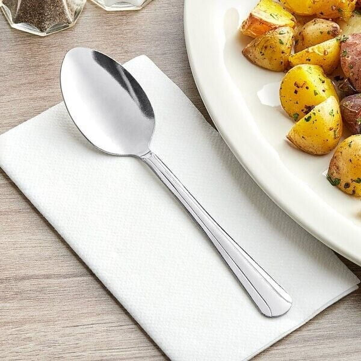 Set Of 6 Stainless Steel Table Spoons - 7 Inches Long, Floral Handle, Dishwasher Safe
