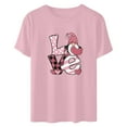 thumbnail image 5 of ICHUANYI Women's Shirts Fashion Casual Short Sleeve Crew Neck Tops Valentine's Day Print T-shirt Cloth New Trending, 5 of 6