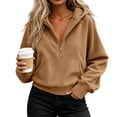 thumbnail image 4 of AloohaidyvioNo Boundaries Womens Quarter Zip Hoodies Fall Casual Loose Fit Comfy FLeece Long Sleeve Sweatshirts, 4 of 7