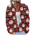 thumbnail image 2 of Cárdigan de mujer, cárdigan de manga larga, ahuecado, color sólido, chaqueta informal, parte superior de poliéster para mujer, 2 of 6