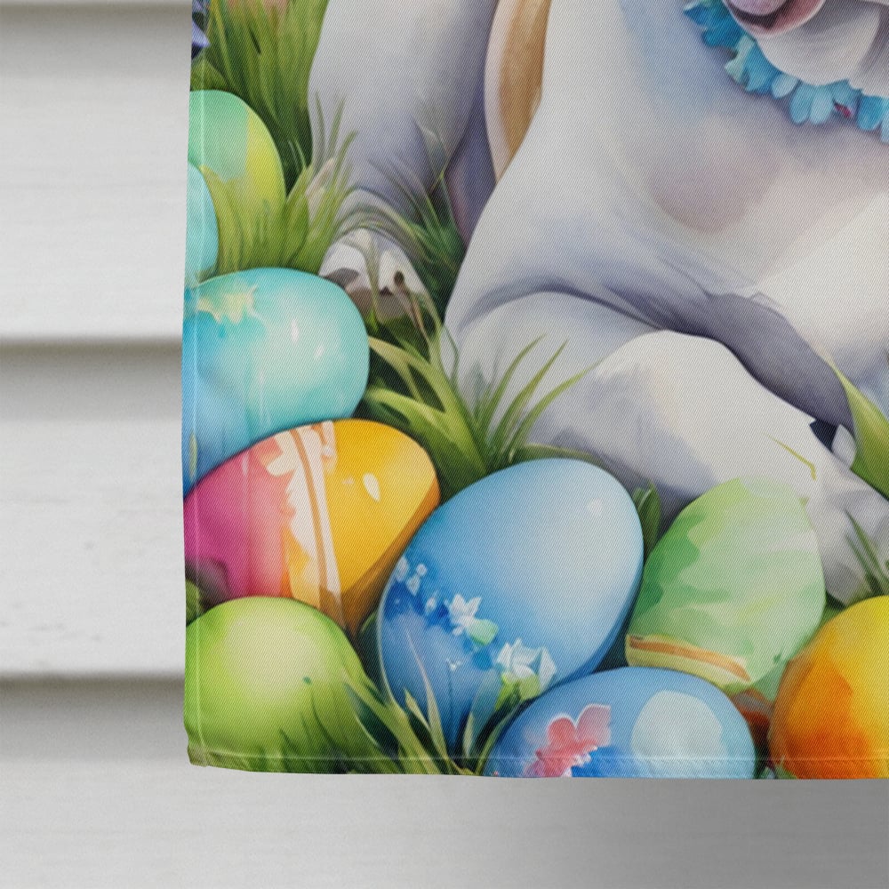 American Bulldog Easter Egg Hunt House Flag 28 in x 40 in
