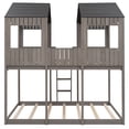 thumbnail image 5 of Bed Frame Full Over Full WoodBunk Bed with Roof, Window, Guardrail, Ladder, 5 of 8