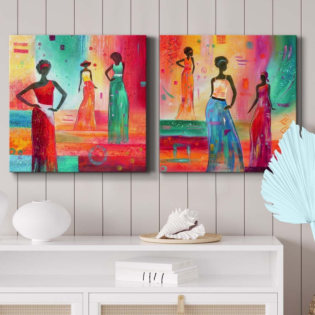 Indigo Field I - Premium Gallery Wrapped Canvas - Ready to Hang Set of 2 - 40 x 40 Each