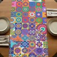thumbnail image 5 of Table Runners 72 Inches Long Dress Scarves, Colorful Ethnic Farmhouse Kitchen Table Runner, Coffee Tablerunners, Modern Abstract National Geometric Purple 18x72 Inch, 5 of 9