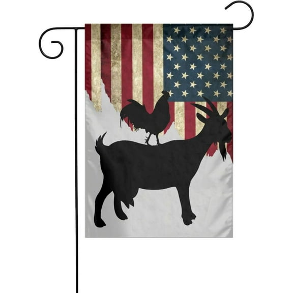 Goat and Rooster Garden Flag Double Sided Flags Banner For Outdoor House Decoration Patio Lawn Home Signs Flag 12x18 Inch
