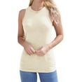 thumbnail image 3 of Langwyqu Womens' Crewneck Sleeveless Summer Casual Loose Fit Basic Shirts, 3 of 4