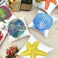 thumbnail image 6 of Pillow Cover, White Handmade Pillowcases 16x16 inch (40x40 cm), Linen Pillow Covers, Sea Creatures, Starfish, Beaded, Beach Style Decorative Zippered Pillow Covers - Starfish Makeover, 6 of 10