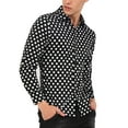 thumbnail image 2 of Unique Bargains Men's Long Sleeve Button Slim Polka Dots Shirt 34 Black, 2 of 7