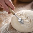 thumbnail image 4 of Bread Lame Dough Scoring Knife Stainless Steel Razor with Ergonomic Wooden Handle for French Baguette Homemade Loaf Pattern Making Bakers Gift Set 7.4in Wood, 4 of 7