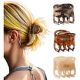 thumbnail image 1 of wonima11 3 Pcs French Tortoise Hair Claw Clips,Durable Non-Slip Celluloid Acetate Hair Accessories for Women with Thin Hair,Beach Essentials Lightweight Small Jaw Barrettes(Gray,Brown,Black), 1 of 1