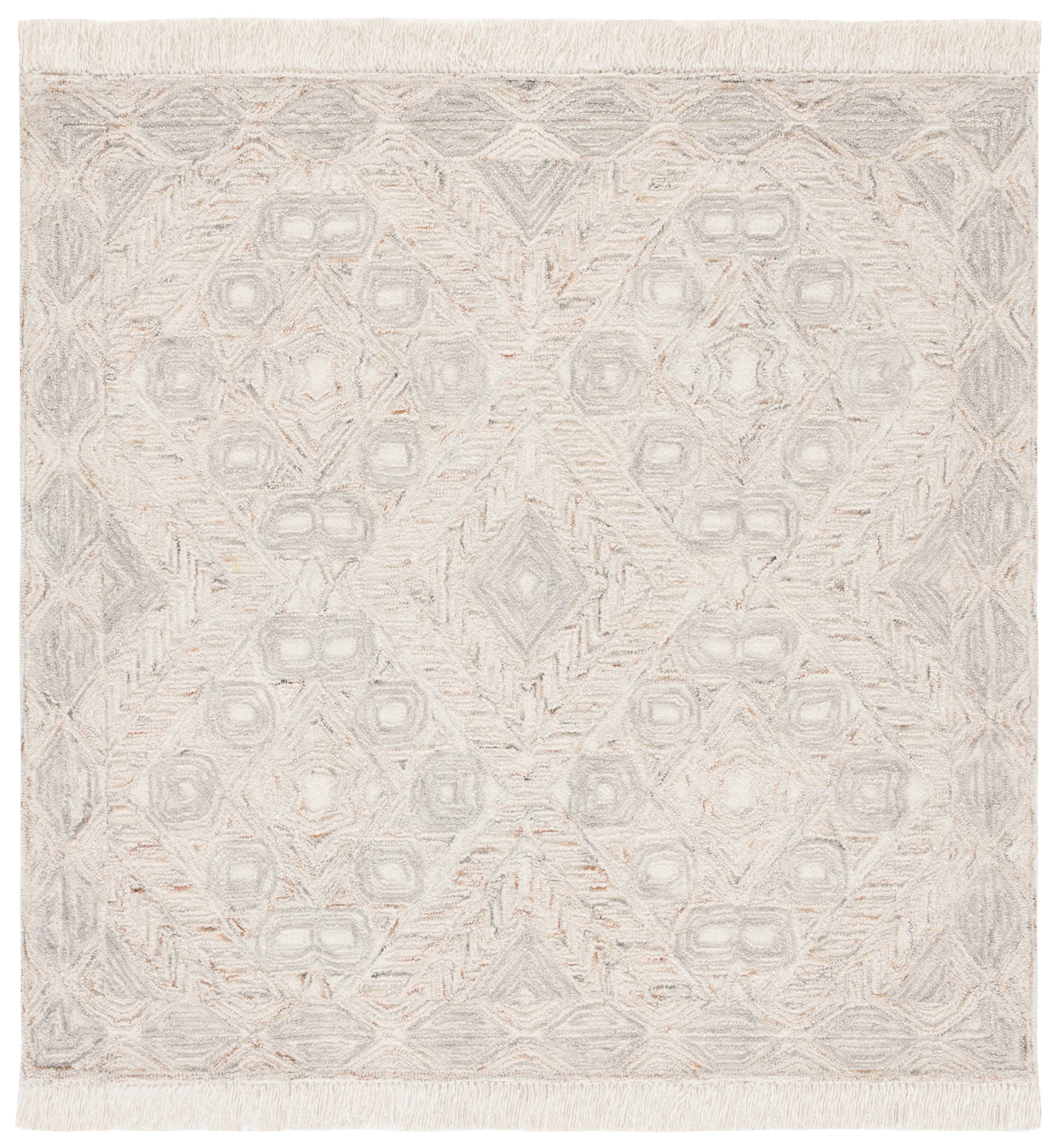 Safavieh Ikat Hedley Geometric Area Rug, Ivory/Gray, 6' x 6' Square