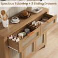 thumbnail image 4 of 51.29 Inch Rattan Sideboard Cabinet with 3 Drawers and 2 Door Storage, Boho Hand Woven Buffet Console Table with Adjustable Shelf, Farmhouse Media Cabinet for Dining Room Living Room, Light Oak Dark O, 4 of 9