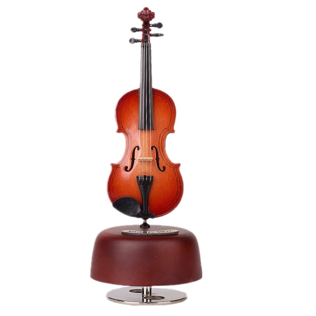 KAKOWELY 1Pc Mini Violin Music Box Rotating Violin Model Desktop Instrument Adornment,8.27X"X3.74"X3.74"